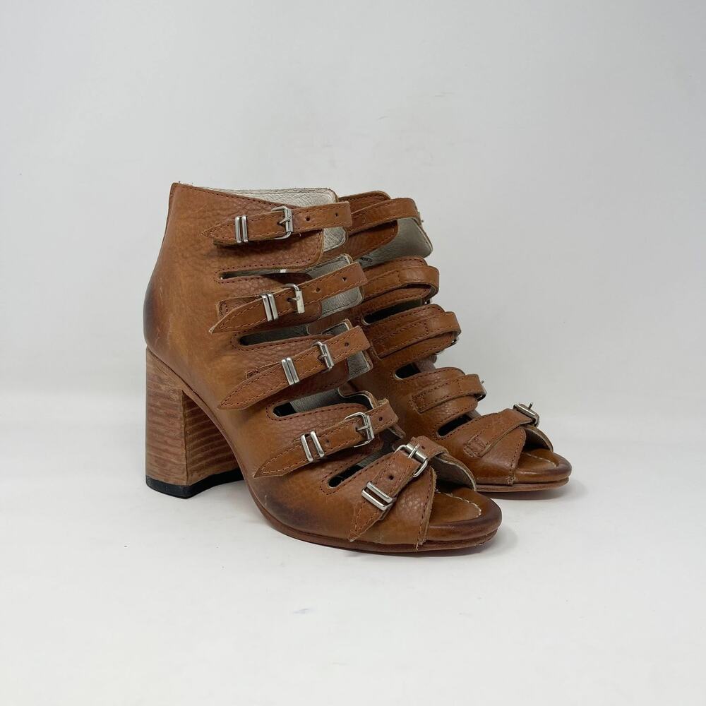 Freebird Steven Topaz Gladiator Sandal Womens 7 Brown Leather Heel Boho Western